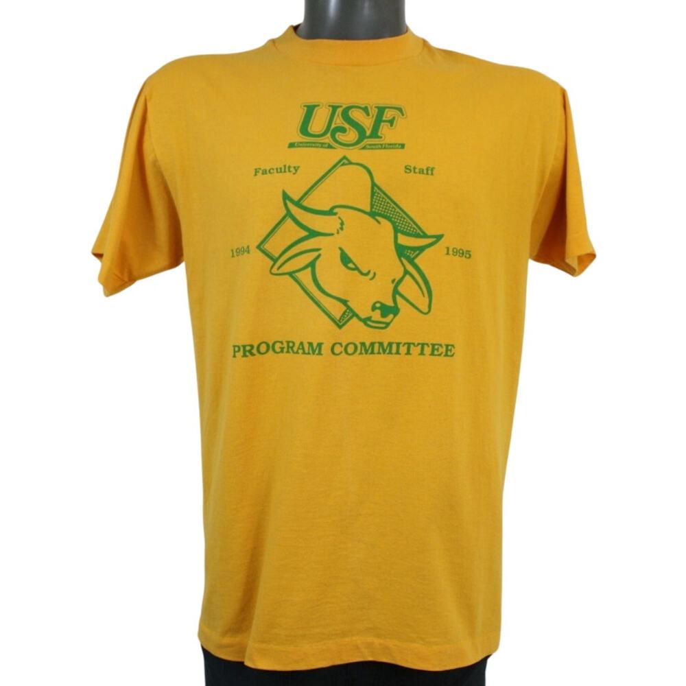 Vintage 90s USF Bulls Shirt L South Florida Tee Made USA 1995 Single Stitch